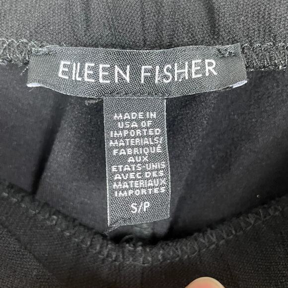 Eileen Fisher Jersey Knit Straight Leg Pants Pull On Black Size Small Minimalist - Picture 4 of 11